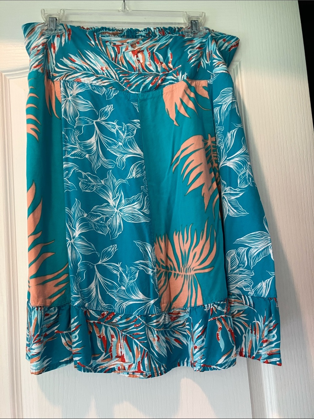Teal and Coral Tropical Print Circle Skirt